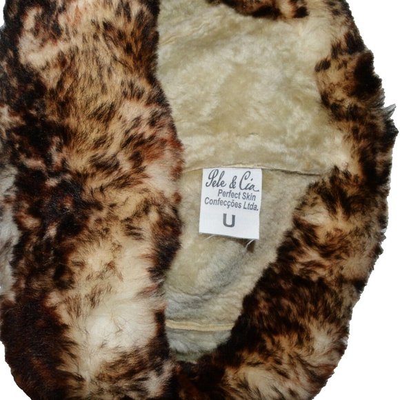 PELE & CIA VINTAGE SIZE MEDIUM BEIGE BROWN LEATHER SHEARLING SHEEPSKIN HAT main image 8